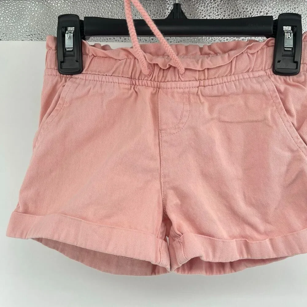 Justice Girls Pink Paperbag Waist Drawstring Cotton Shorts Size 6 Casual Summer